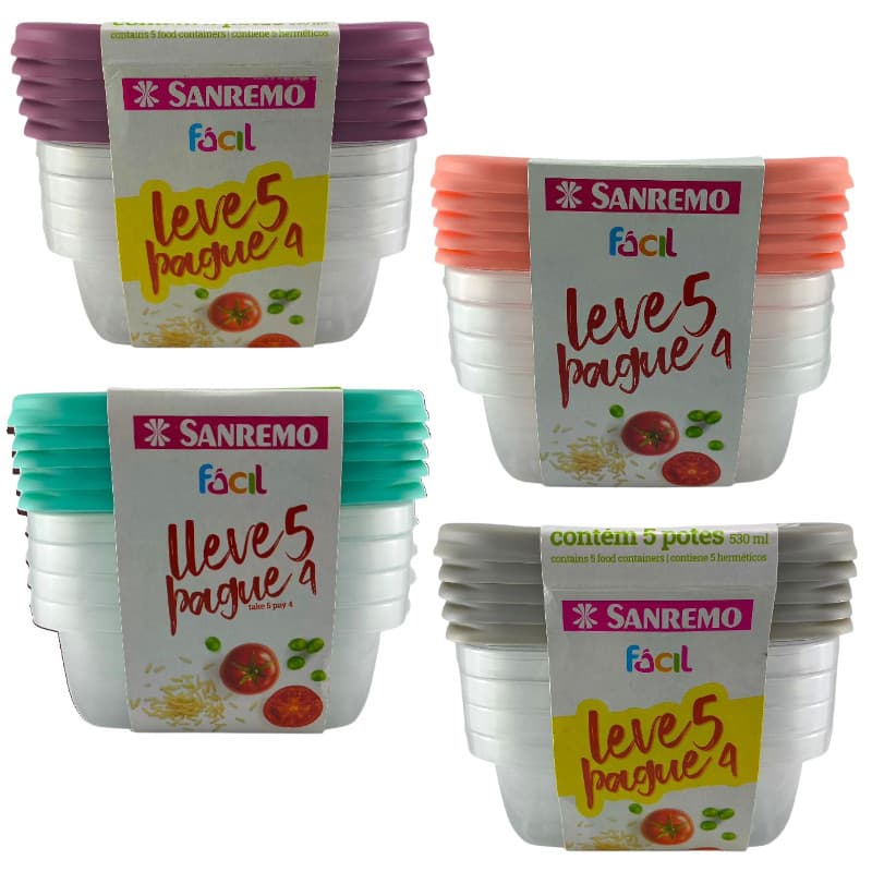 Conjunto de Potes Para Marmita, Guardar Alimentos - BPA FREE - 530ml cada - Freezer e Micro-Ondas