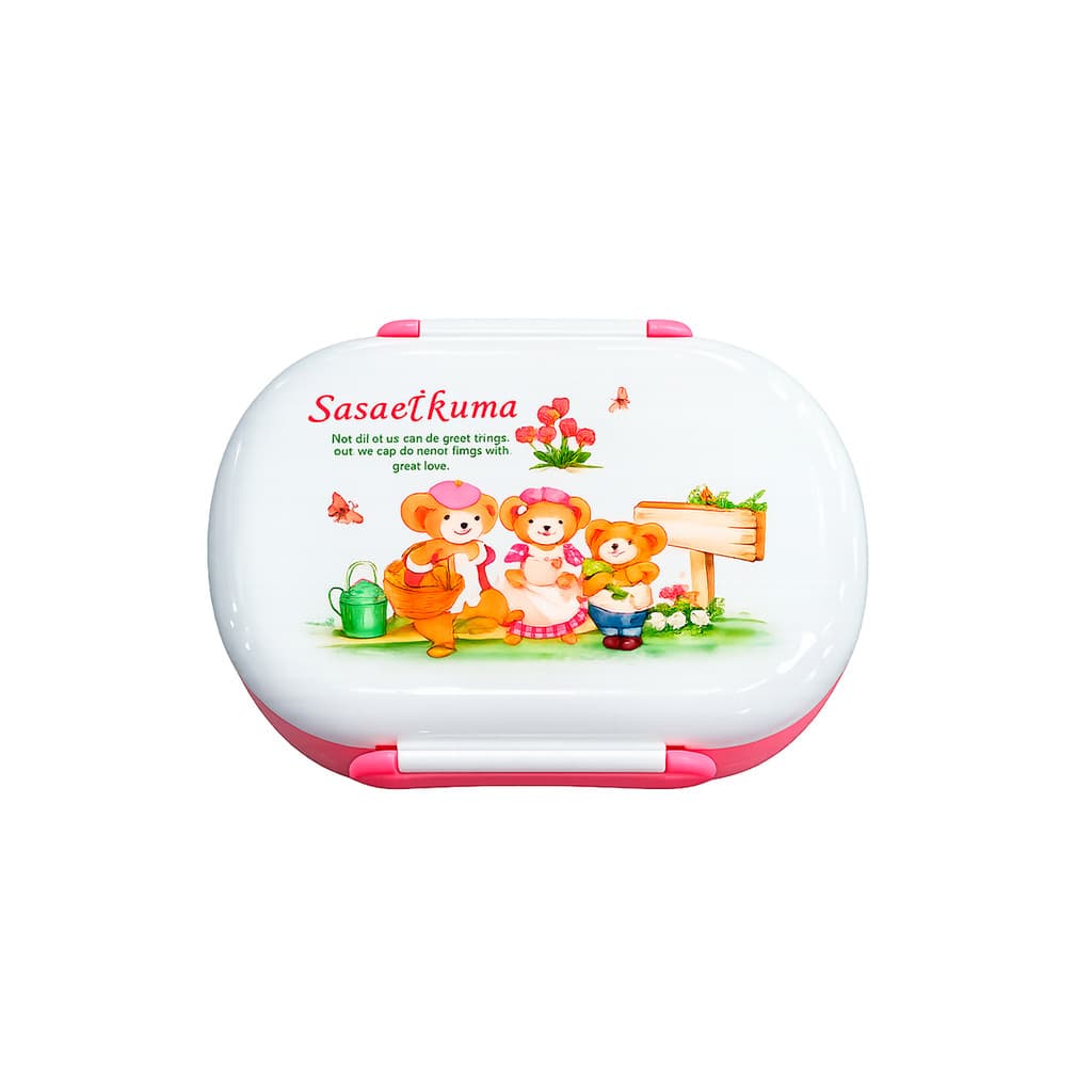Lancheira Portátil Urso Infantil Tampa Potinho Escola Marmita Porta Lanche Passeio Recipiente Colher