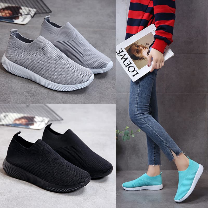Sapatos femininos tamanho grande meias de malha voadora sapatos europeus americanos sapatos esportivos da moda