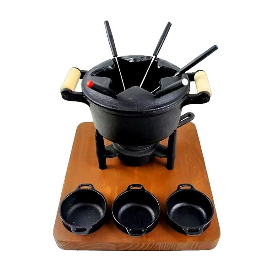 Aparelho Fondue Ferro A Álcool Completo Aparador E Molheiras