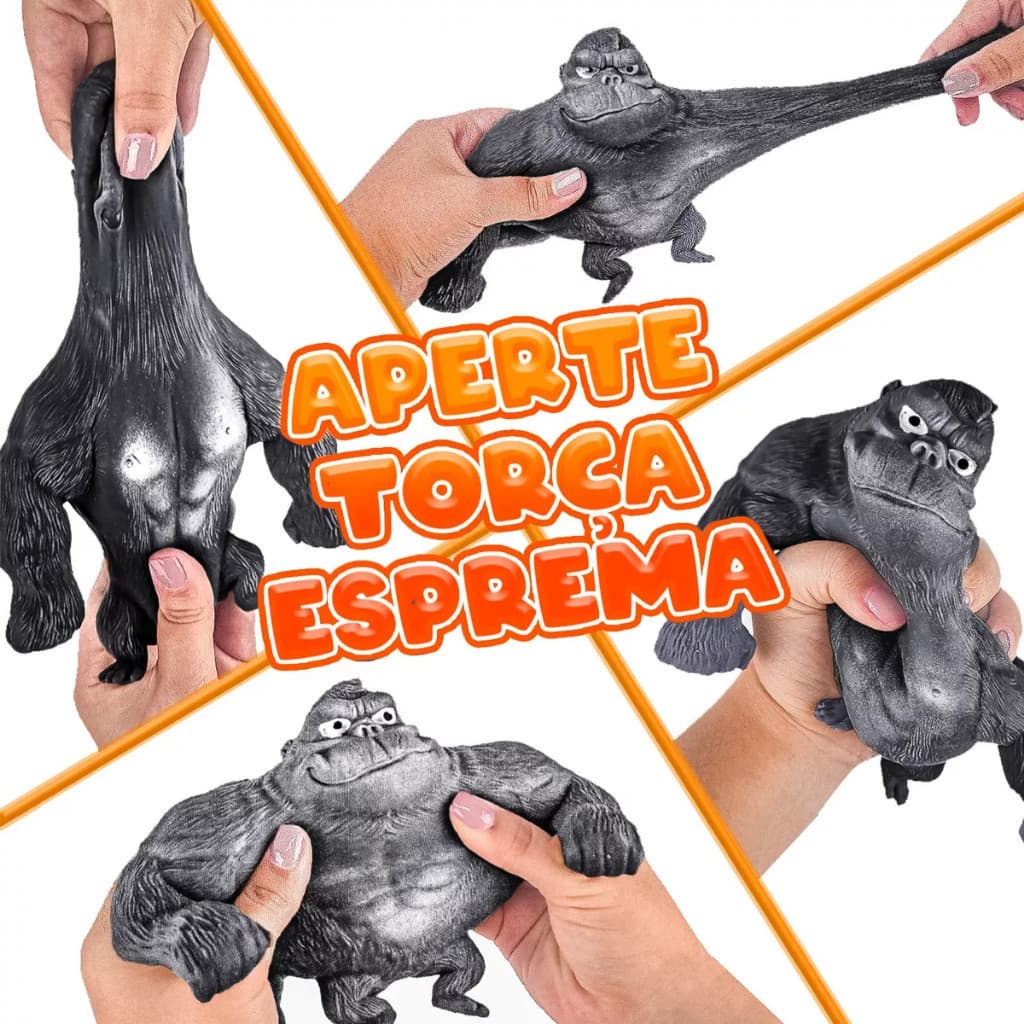 Brinquedo Boneco Macaco Gorila Squishy Estica Esmaga Antiestresse Macio Maleável  Flexível Apertar Brincar