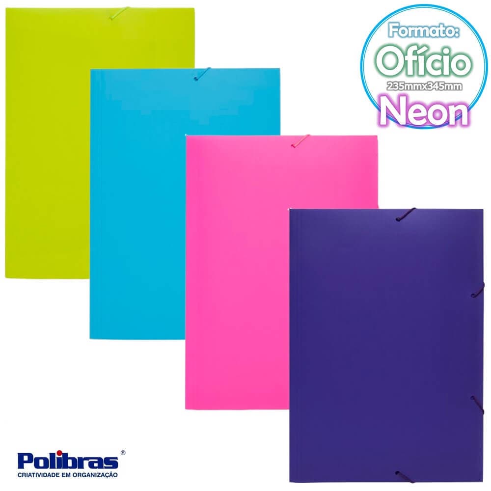Pasta com Aba e Elastico Oficio Poli Neon - Polibras