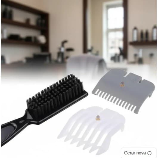 Escovinha De Disfarce Tipo Annie + Kit Pentes De Disfarce 0.5 E 1.5 Profissional Barber