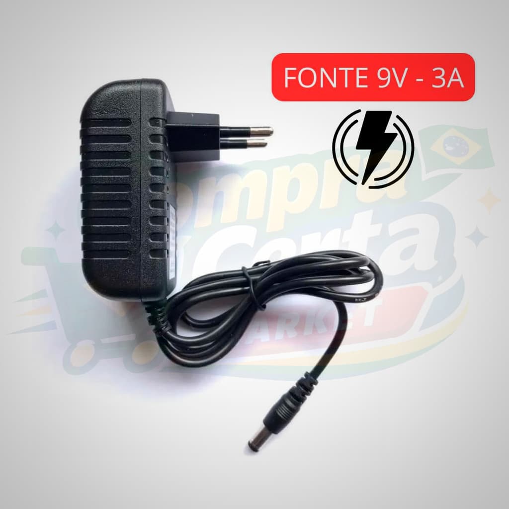 Kit Fonte Carregador Para Caixa de Som 9v Amvox Bravox Lenoxx Trc Multilaser