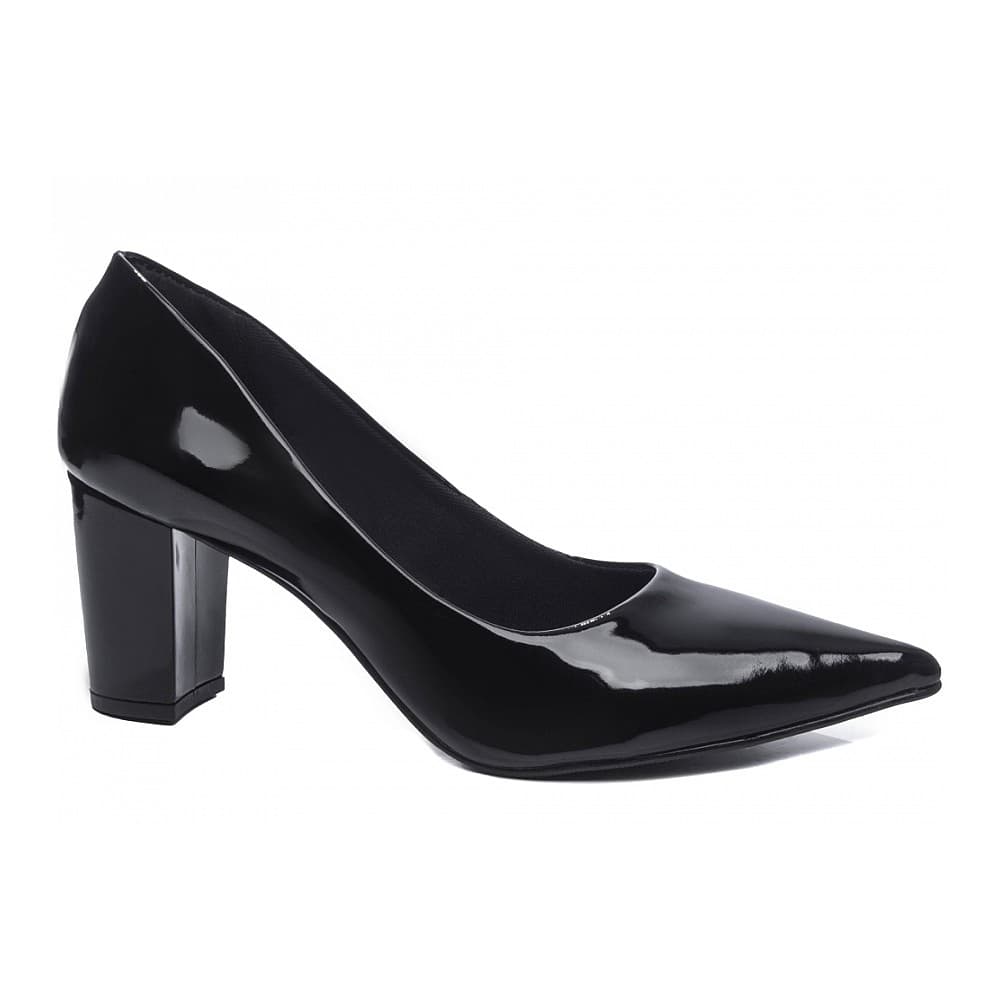 Sapato Scarpin Salto Bloco Grosso Bico Fino