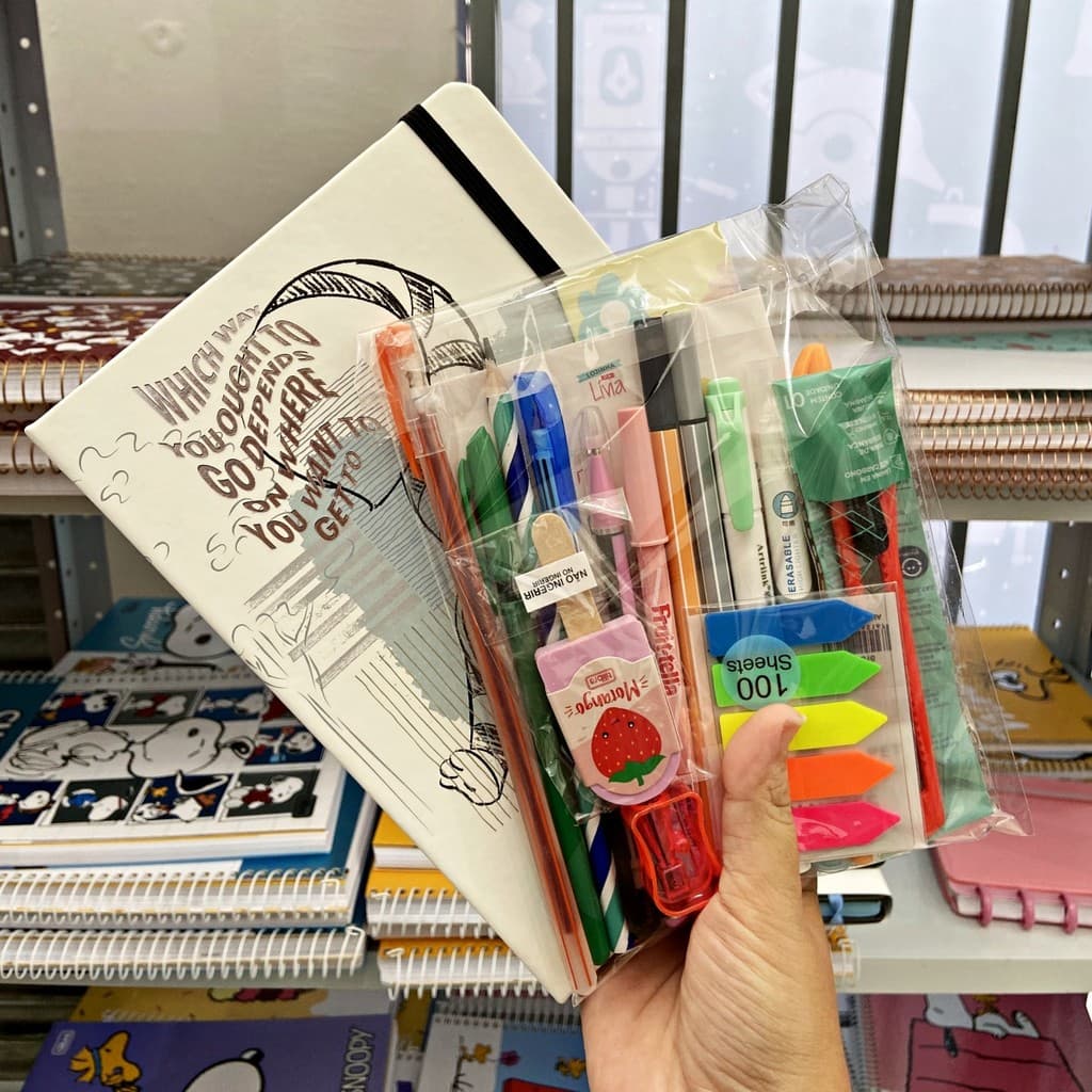Caderneta Alice no País das Maravilhas + Kit 15 Itens Papelaria Criativa Presente
