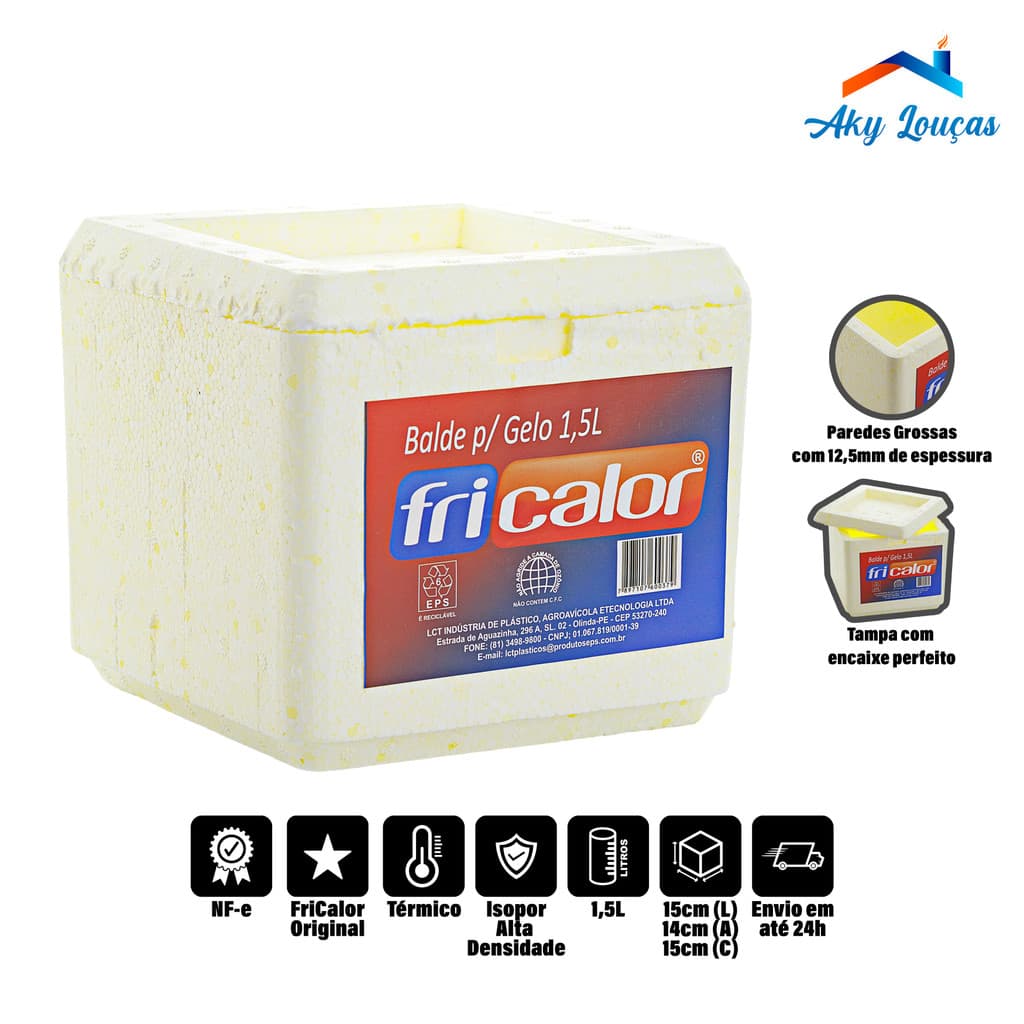 BALDE PARA GELO TÉRMICO ISOPOR DE ALTA DENSIDADE 1,5L FRICALOR