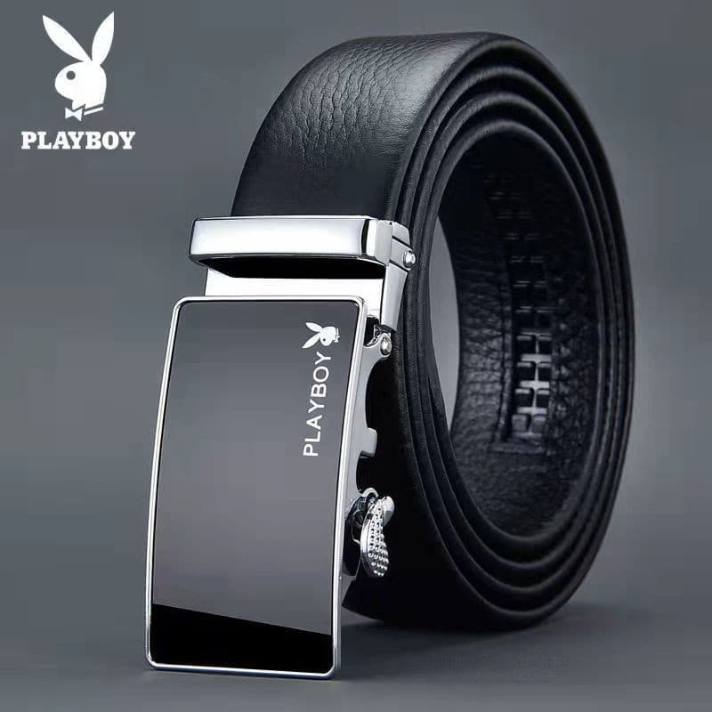 Playboy cinto masculino fivela automática 2024 cinto de couro genuíno terno Formal calças cinto moda jovem estilo couro