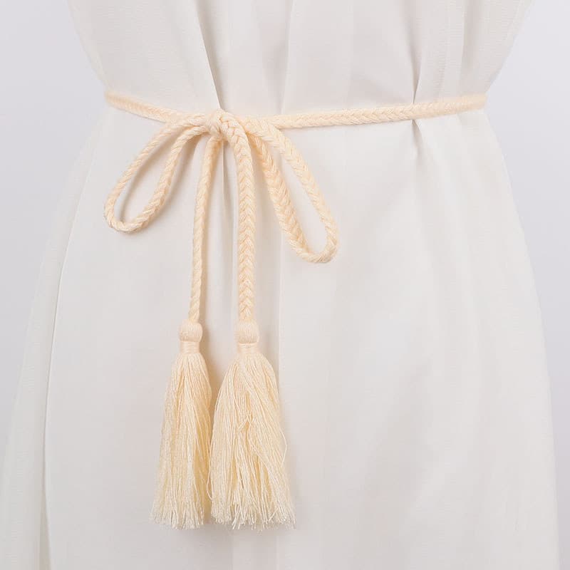 Estilo étnico fio de algodão trançado decoração cintura fina corrente simples All-Match vestido acessórios moda feminina
