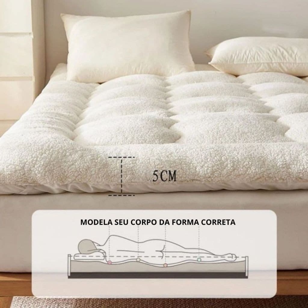 Protetor de Colchão Pillow Top Sherpa  Macio 400 Fios Soft