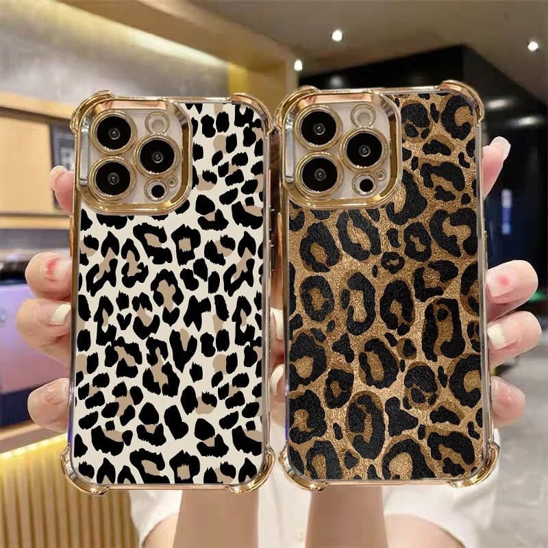 Capa Luxuosa Revestida Para Infinix Note Edge 60 50X 50S 40 30 Pro Plus Zero 30 4G 5G Estampa De Leopardo Macia À Prova