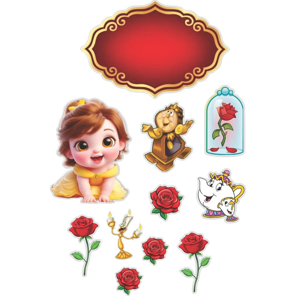 Topo Personalizado Bolo Aniversário/mesversário Bela Baby