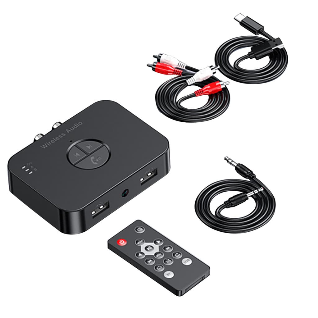 Receptor Bluetooth 5.4 Para Casa Estéreo Portas USB Duplas Adaptador De Áudio Com RCA/AUX E Controle Remoto Converter Al