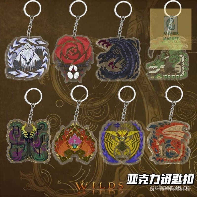 Monster Hunter Wilderness pingente acrílico chaveiro