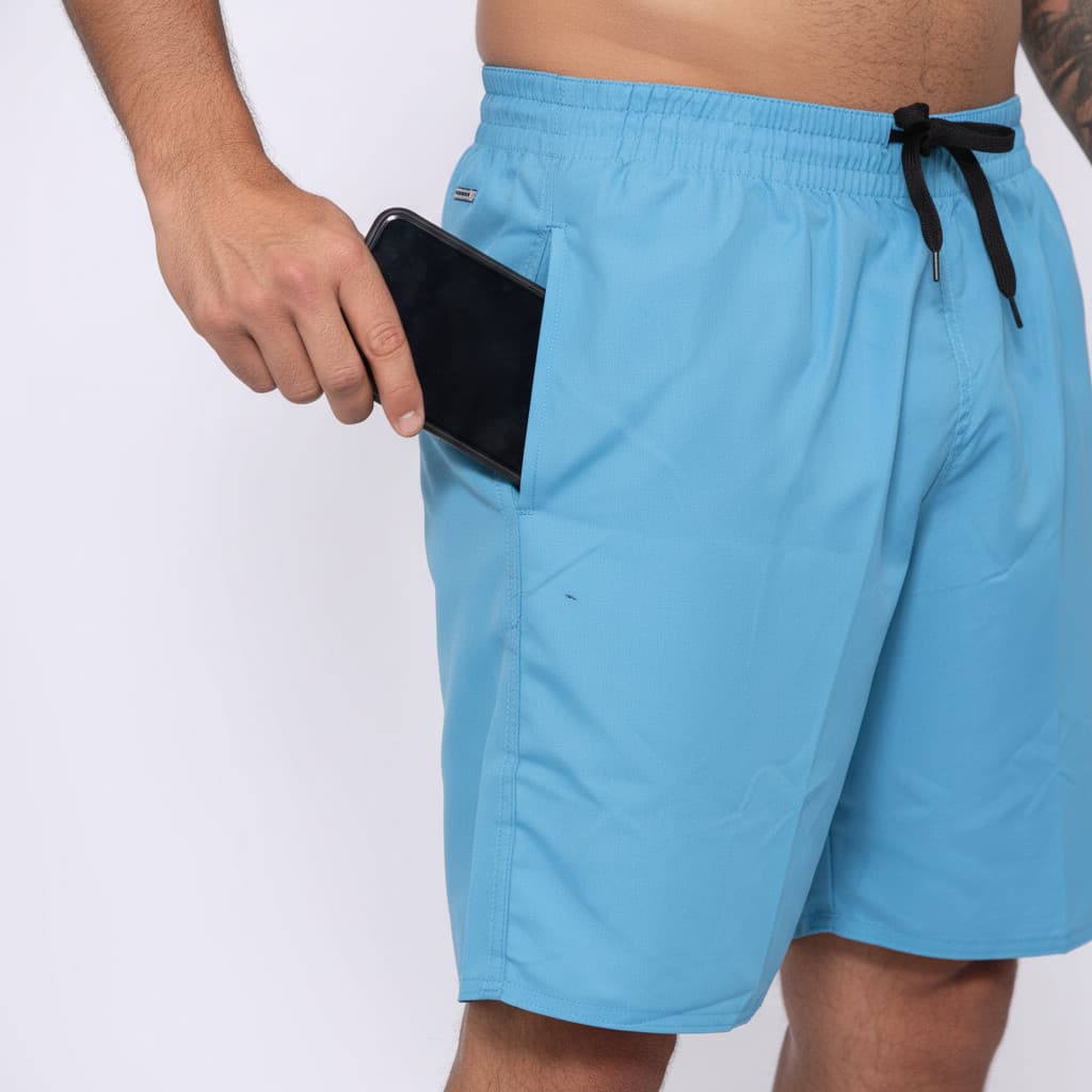 Shorts de Elastano Masculino Básico Liso Moda Praia do P ao GG