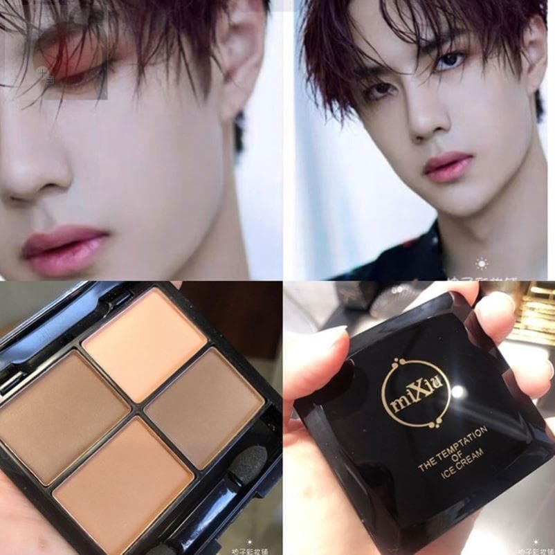 Paleta de sombra de olho masculina especial maquiagem terra cor fosco esfumaçado maquiagem de olho quatro cores Natural