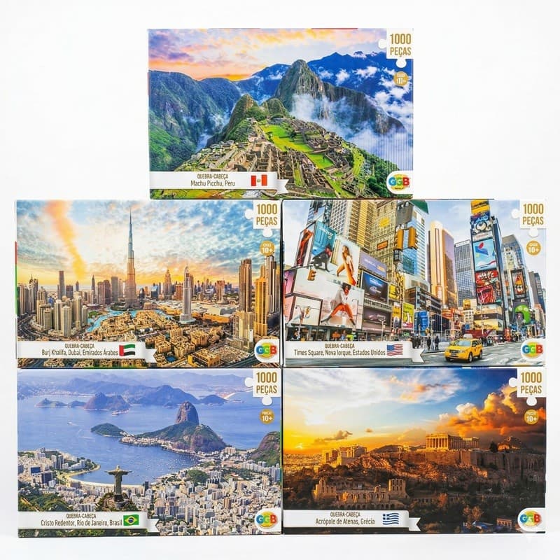 Quebra Cabeças Vários Países 1000 Peças 72x52cm Jogo Quebra Cabeça Peças Grandes