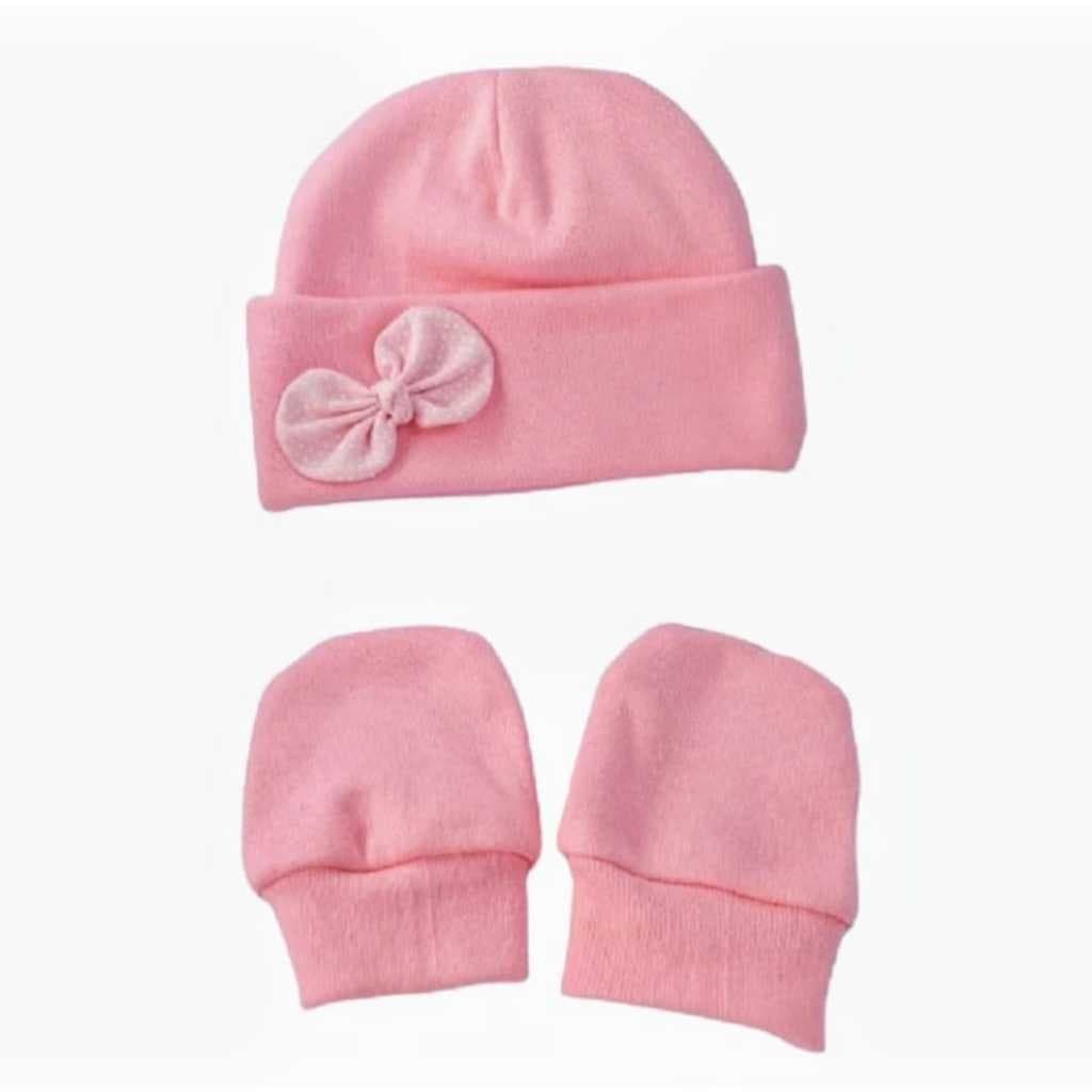 kit RN Luva e Touca para bebês meninas malha  100%algodão