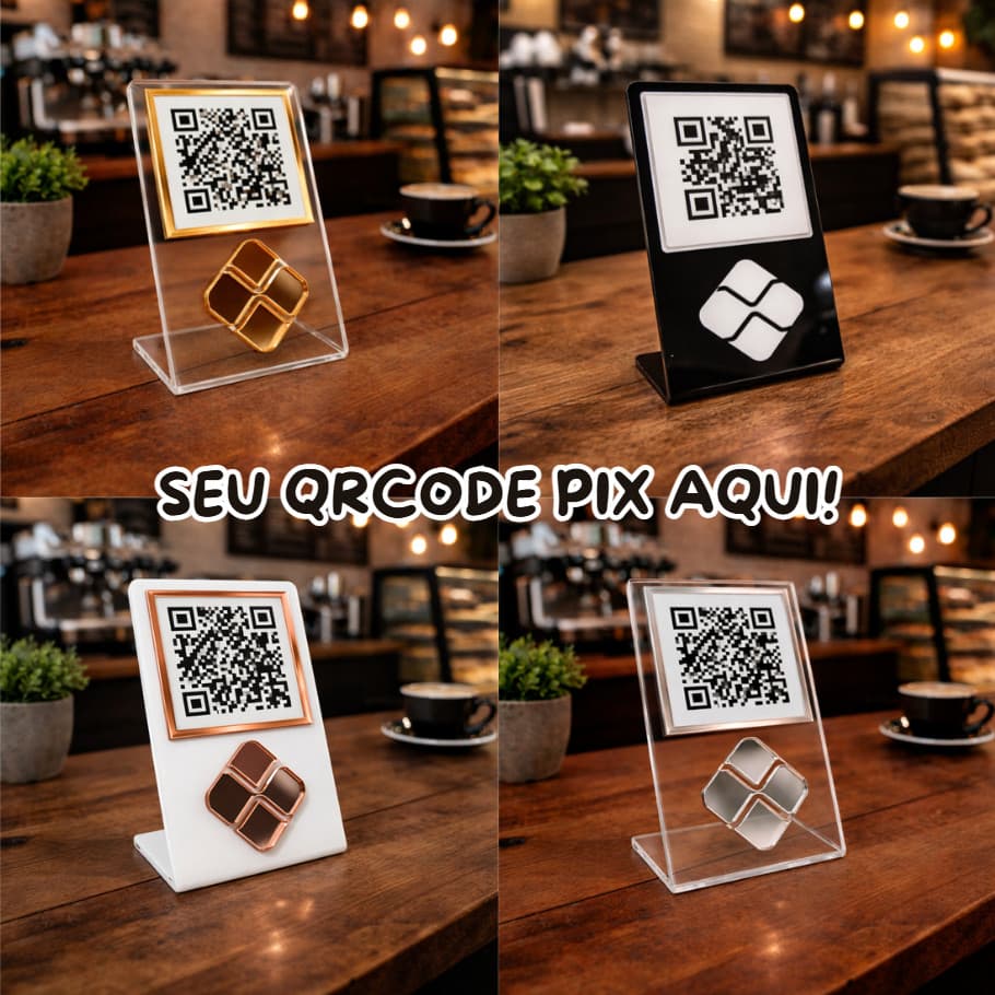 Placa PARA QRCODE ACRÍLICO PIX - Várias Cores! Rose, Dourado, Prateado e muito MAIS!