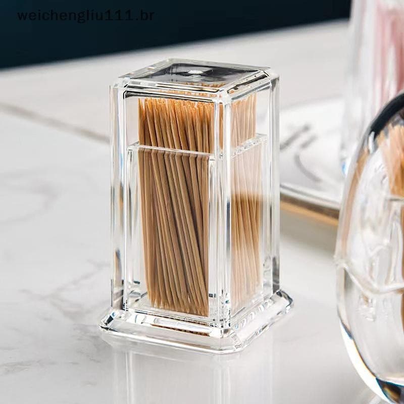 # weicheng Caixa De Palito De Dente Espessada Acrílica Transparente Quadrada Portátil Criativa Conveniente Sala De Estar