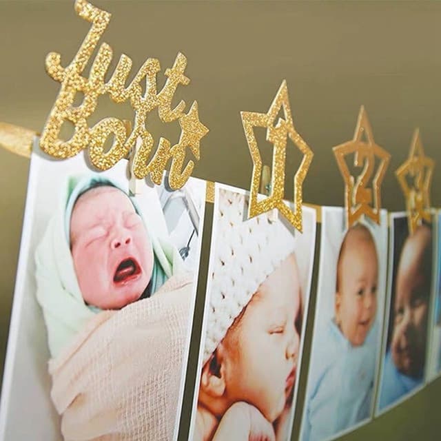 12 Meses Photo Frame Banner Primeiro Feliz Aniversário Decorações 1st Bebê Menino Menina Meu 1 Um Ano Fontes Do Partido