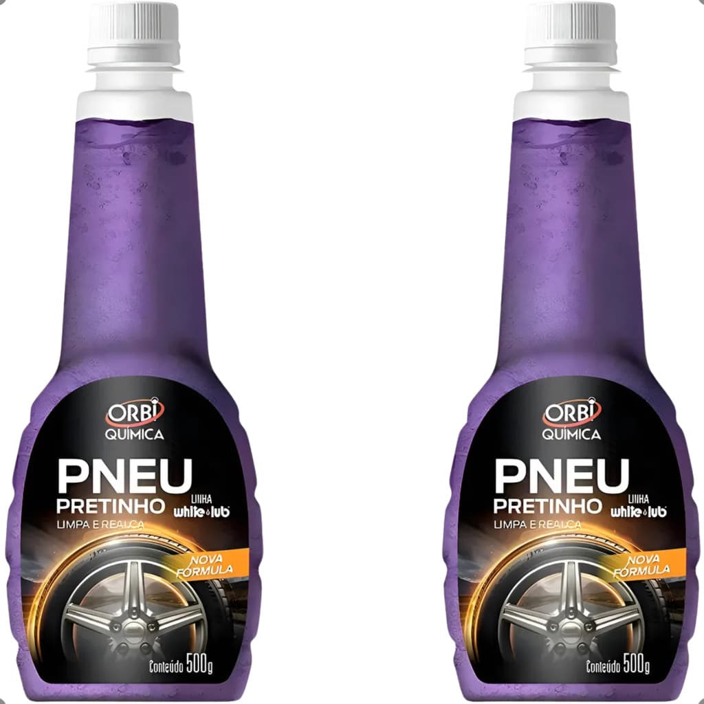 Kit 2 Pneu Pretinho Orbi Química 500g Limpa Pneus Borrachas Tapetes Para-choque Brilho Intenso