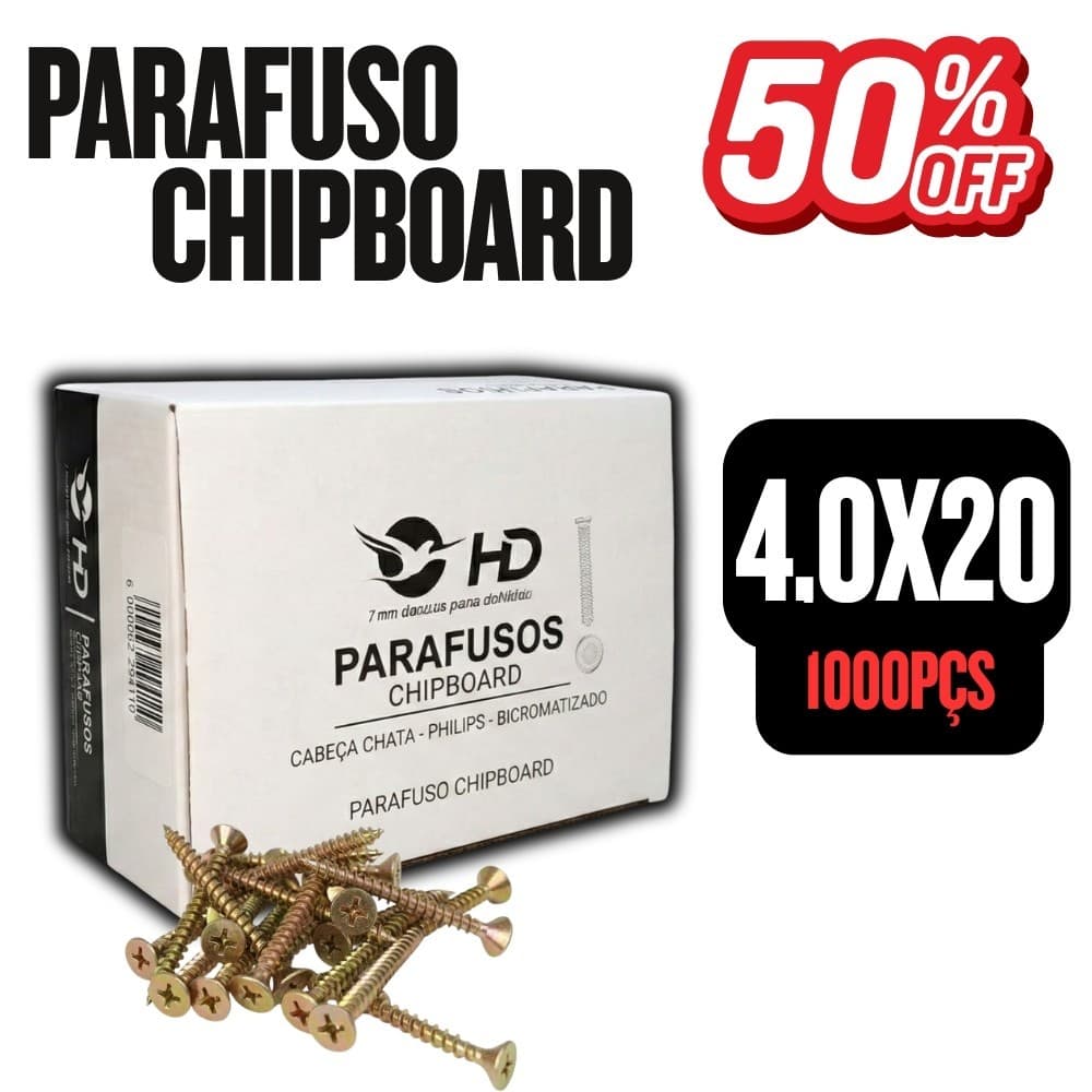 TOP Caixa Fechada Parafuso 4,0x20 Cabeça Chata Phillips - 1000 Unidades HD Original