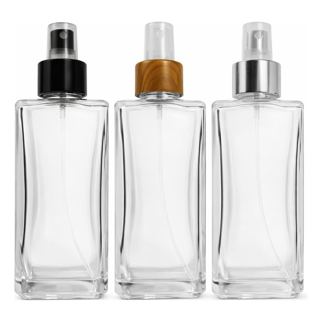 Kit 5 Frasco Home Spray, Agua de Lençóis  De Vidro Retangular 250ml Com Válvula Spray Perfume