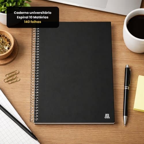 Caderno Universitário Kbum 10 Matérias 140 Folhas Preto Capa Resistente Organização Acadêmica