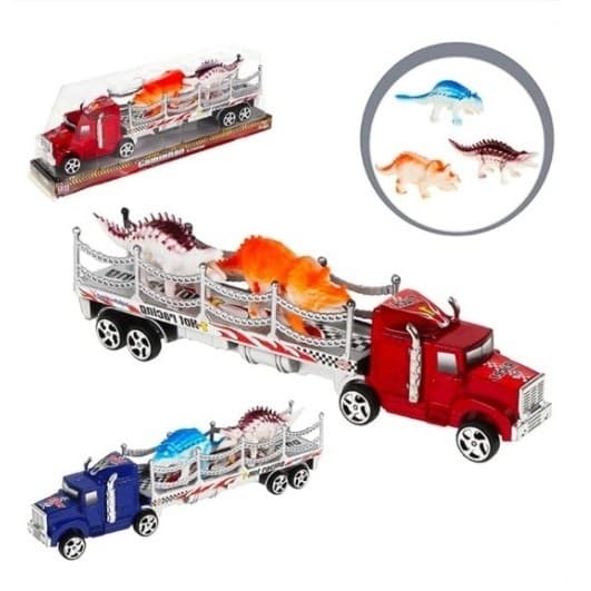 Caminhão Truck A Fricção Com 2 Dinossauros Brinquedo Infantil
