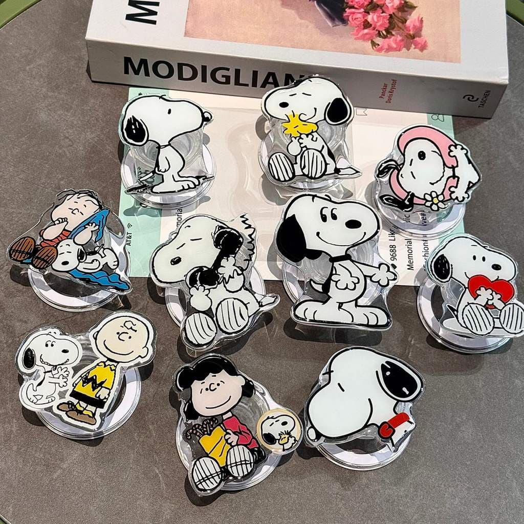 Acrílico snoopy Bonito Dos Desenhos Animados Adequado Para Suporte Magnético Do Telefone Móvel Silicone Retrátil