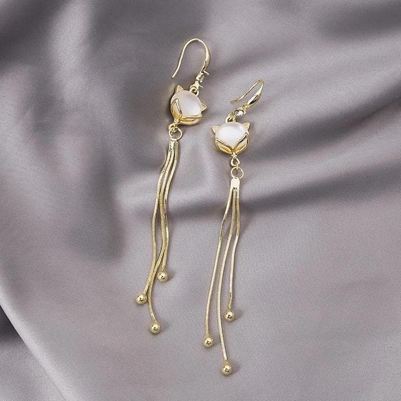 Fox Borla Brincos Feminino Temperamento Simples Coreano Longo Elegante Requintado Tendência Moda Feminina Jóias