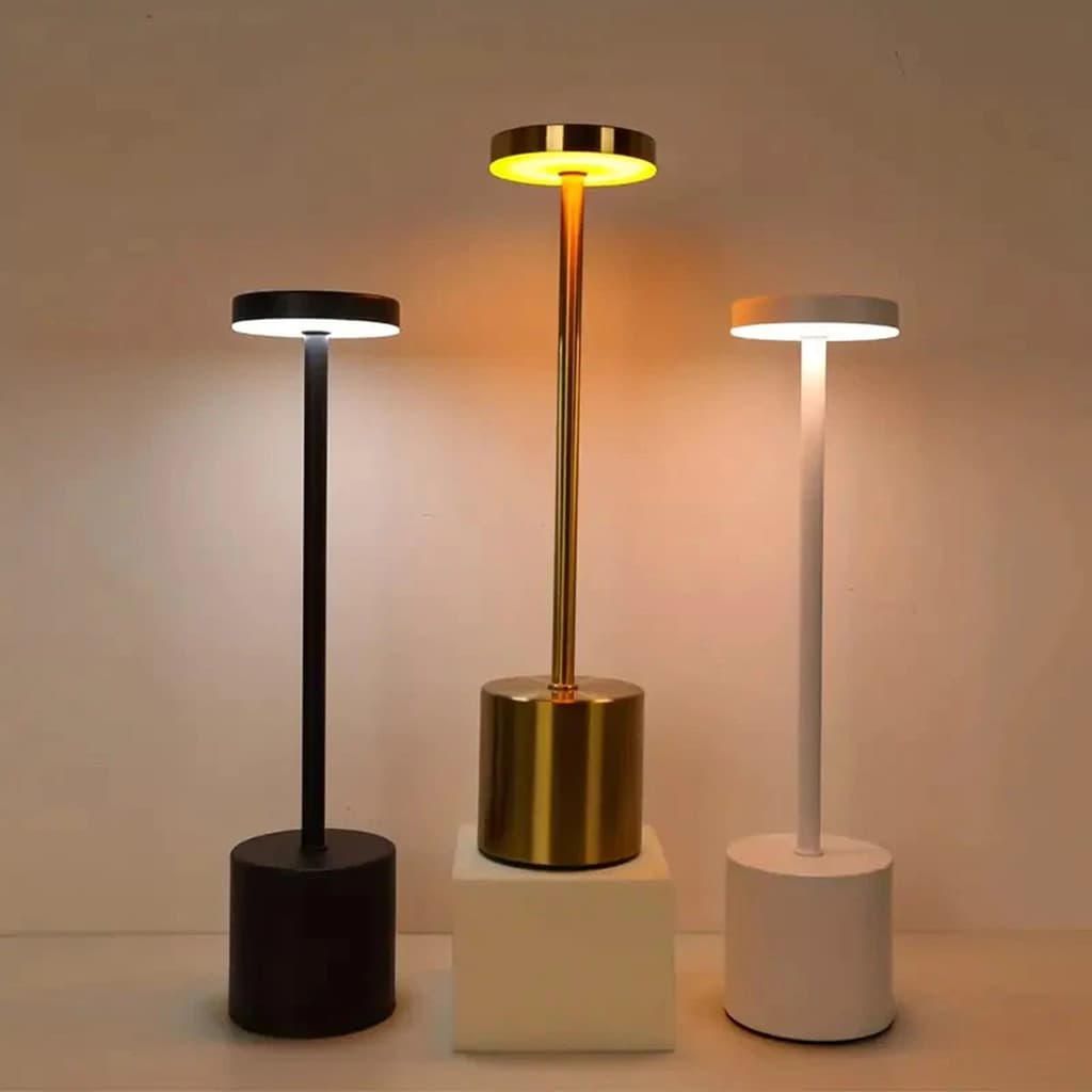 Luminária de Mesa LED 3 em 1 Recarregável Touch USB Brilho e Temperatura Ajustáveis para Escrivaninha e Cabeceira