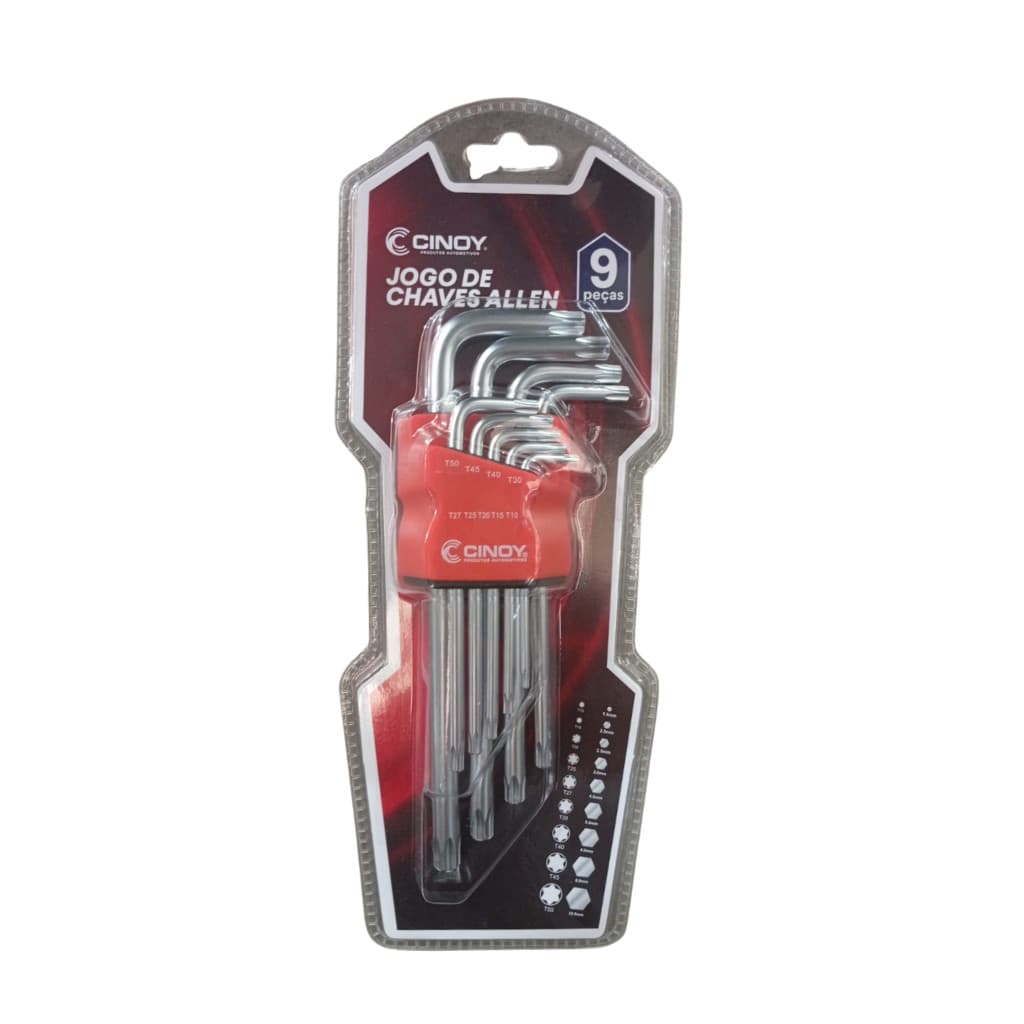 KIT DE CHAVE TORX ALLEN LONGA 6 PECAS CINOY PRONTA ENTREGA