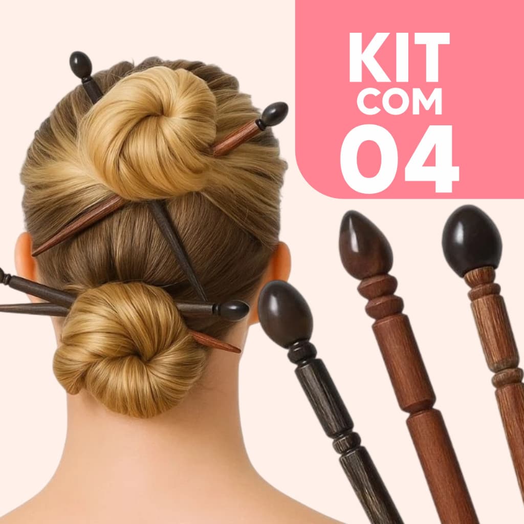 Kit 4 Palitos de Cabelo Coquinho Feminino Acessório Elegante Prático e Estiloso