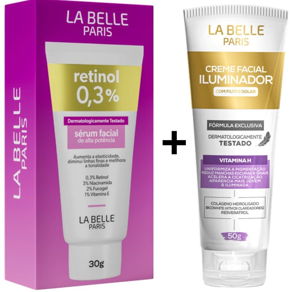 Kit Facial La Belle Paris Sérum Retinol+Creme iluminador