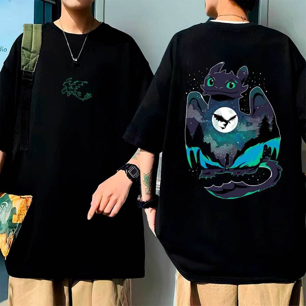 Oversized Camiseta Filme Furia Da Noite Dragão Desenho Unissex Camisa Estampada