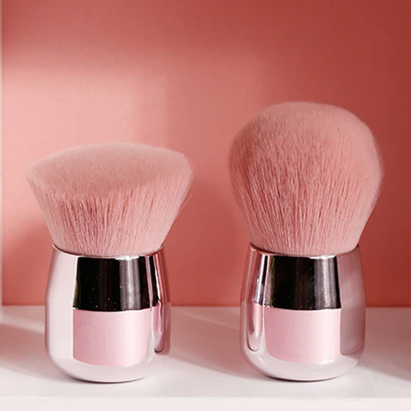 Pincel De Maquiagem Facial Pó Blush Base Rosa Kabuki