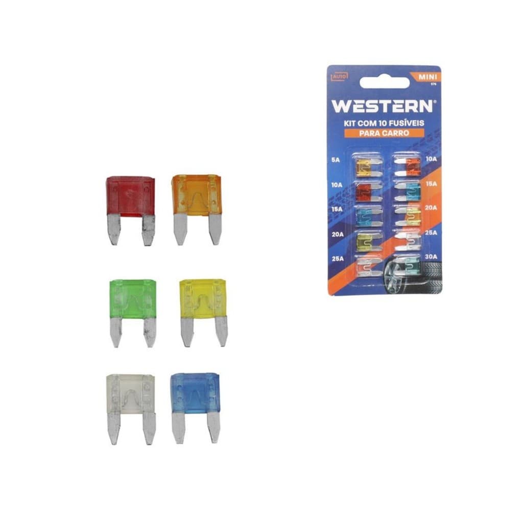 Kit Fusíveis Mini Para Automóveis 10 Peças 5/10/15/20/25/30A