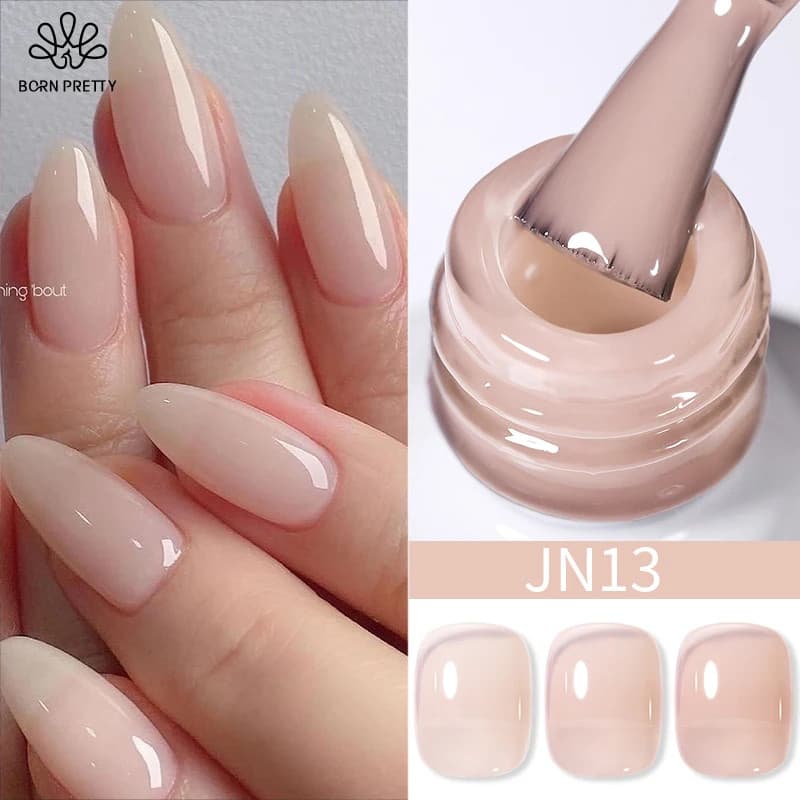 BORN PRETTY Unhas de Gel Semi-Transparentes Cor Nude Francesa Rosa Esmalte UV LED Gel BOXE