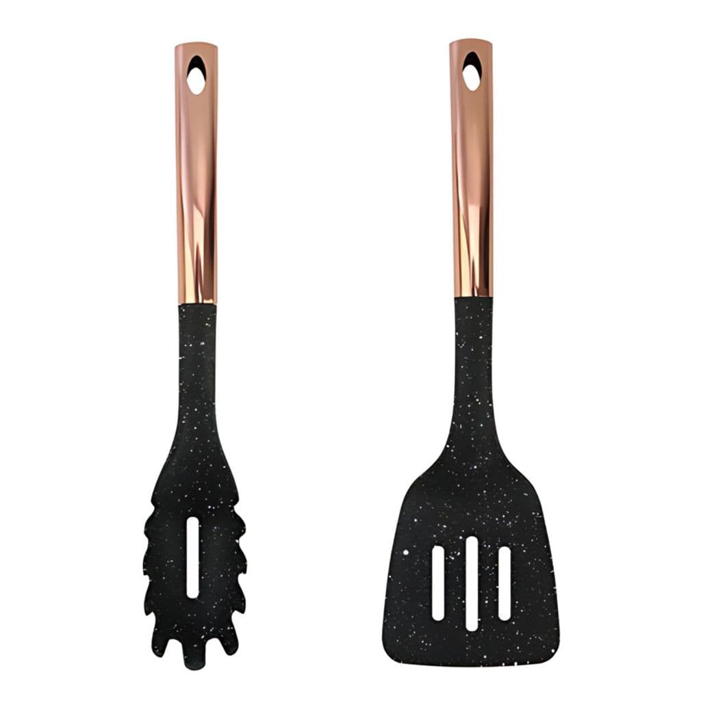 KIT 2 Peças Pegador de Massa e Espátula Preto Elegante Utensílios Para Cozinha