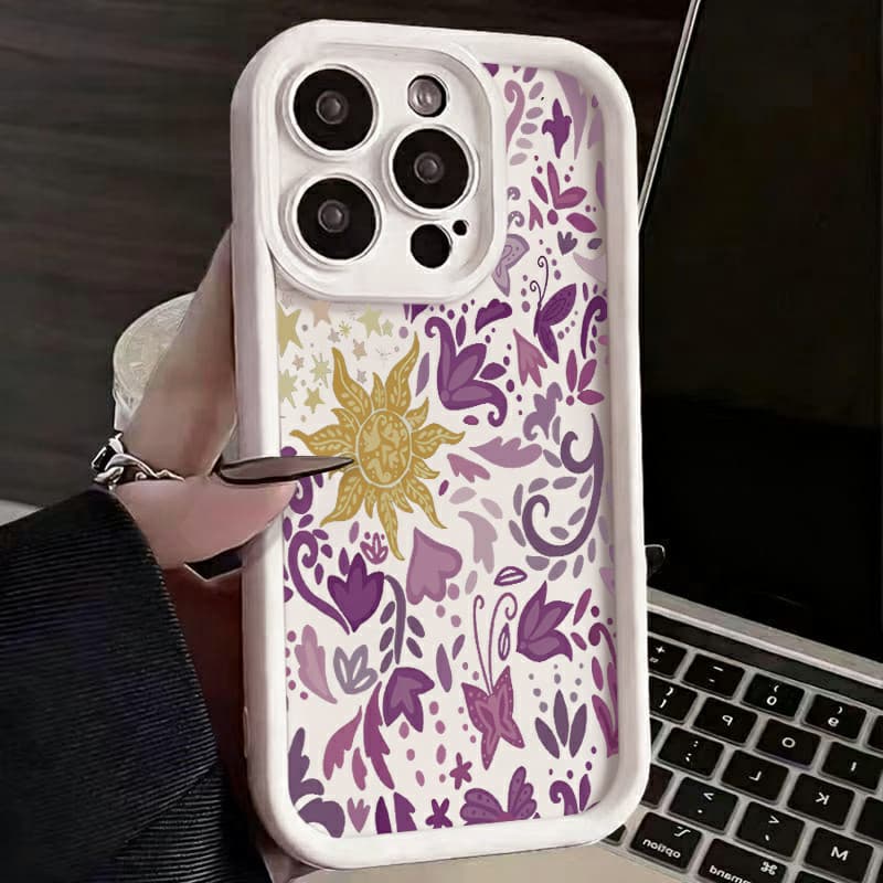 Capinha Capa Para Redmi A2 A3 A5 8 10C 12 13 15 POCO M3 X4 PRO Xiaomi 11 lite flores lilás pálido sol