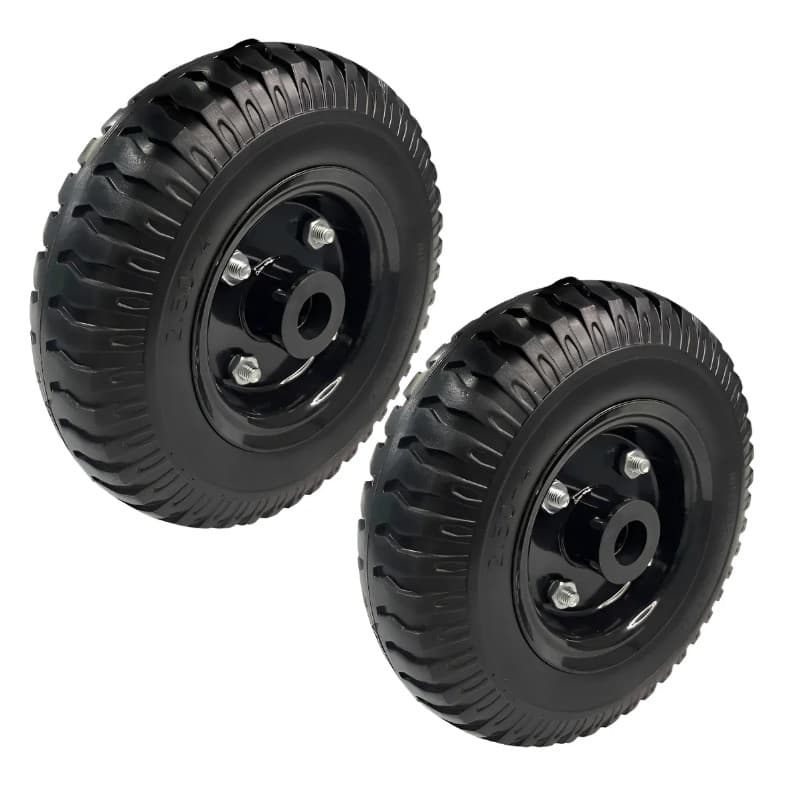 Kit 2 Roda Aro 2.50-4 C/ Pneu Maciço Para Carrinho De Carga Preto