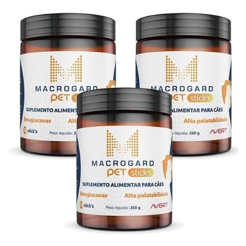 3 un Macrogard Pet Stick's 210g Avert Suplemento Cães