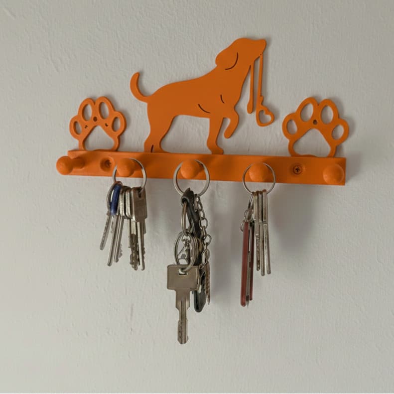 Porta Chaves de Parede com Ganchos Decoração Cachorro Garagem Entrada Casa Presente