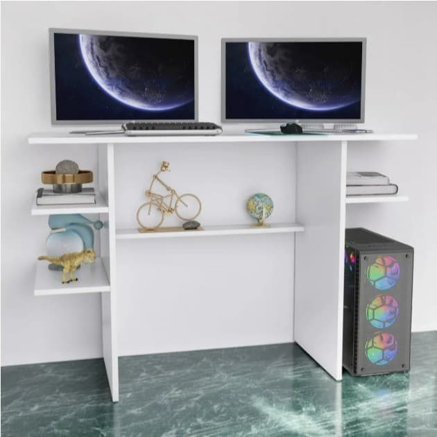 Escrivaninha Mesa Gamer Computador e Estudo Home Office Mesa Branco
