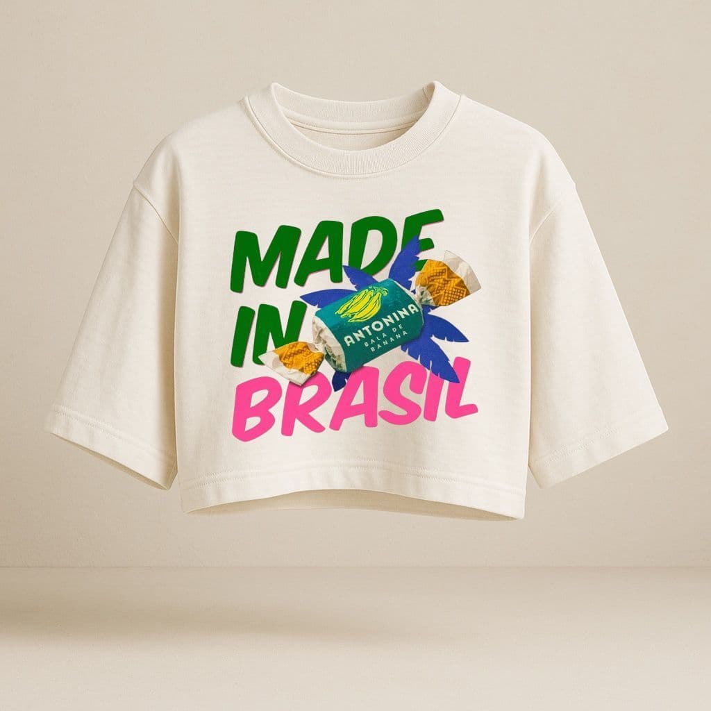 Cropped Blusa Feminino Oversized Estampas Estilosas Moda Off White