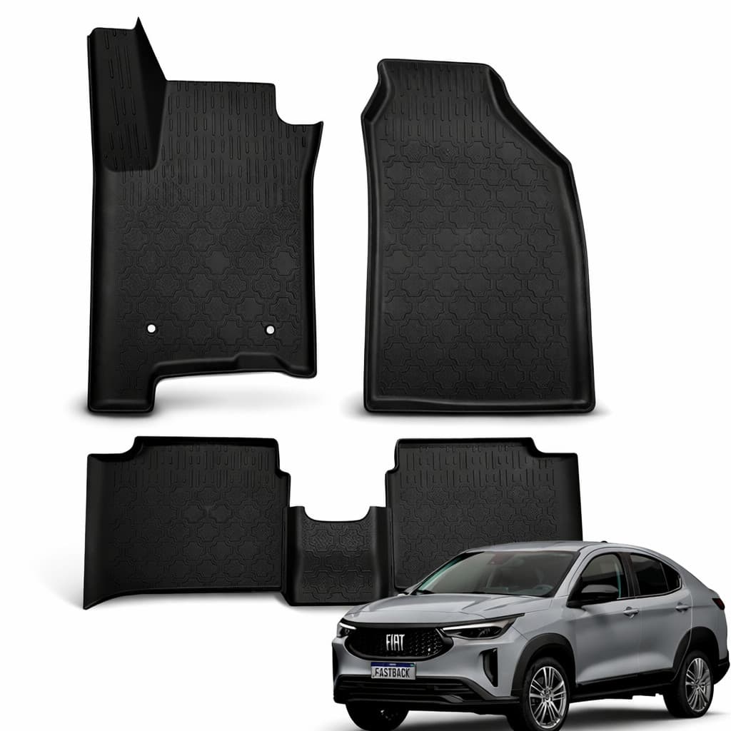 Jogo De Tapete Automotivo Fastback Hibrido Bandeja De Borracha Protetora Antiderrapante 5 Peças