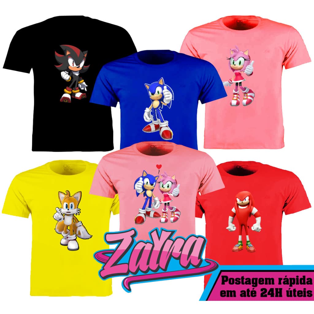 Camiseta Personagens Sonic - PT2 (do infantil ao adulto G3)