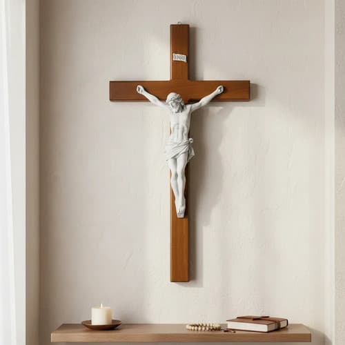 Crucifixo De Mármore E Madeira Jesus Escultura Original 55cm Mármore